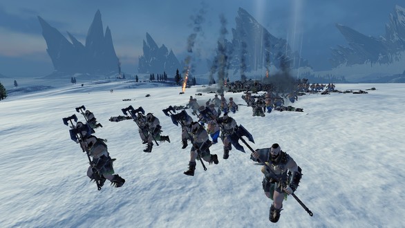 Varg warriors bravely fleeing from a much more powerful dwarf force.