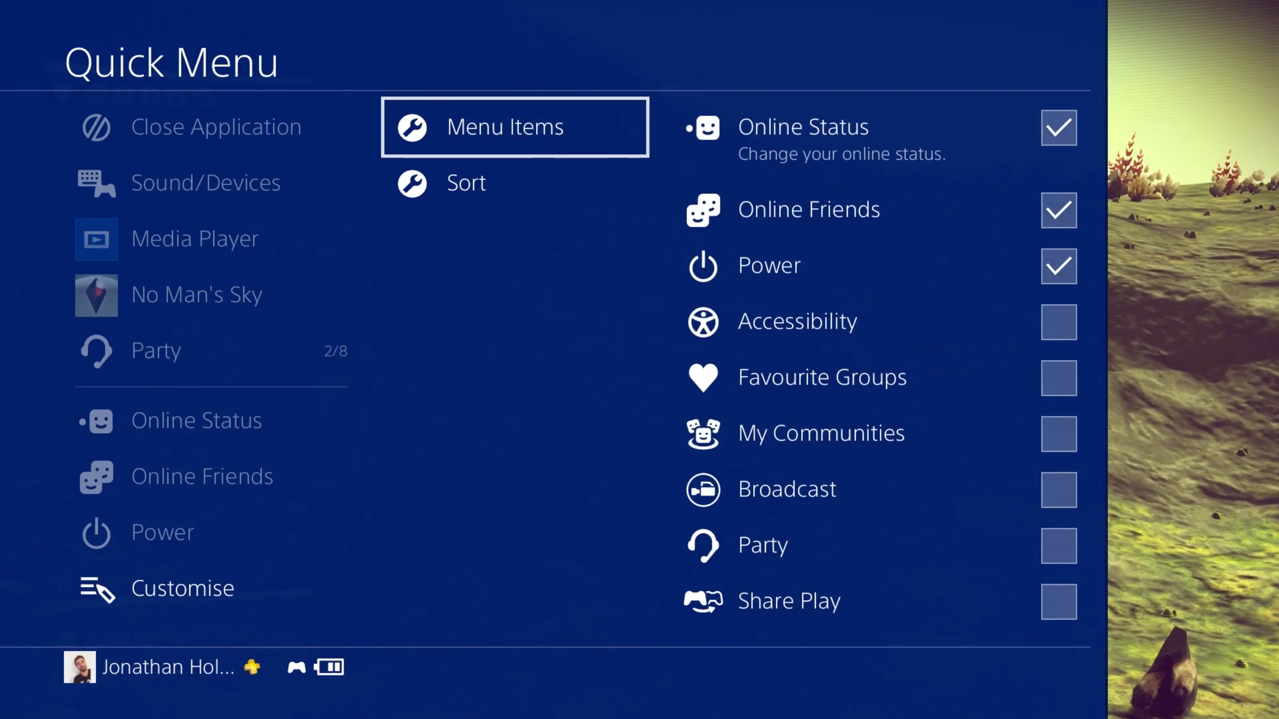 PlayStation 4 System Software Update 4.0 Quick Menu