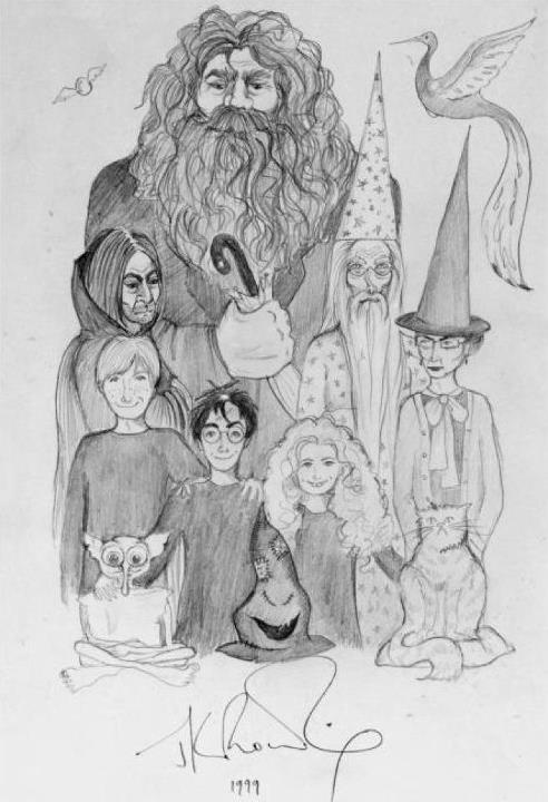 JK Rowling's drawing of her characters