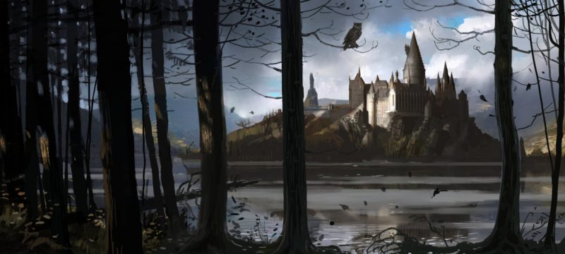 HogwartsCastle_WB_F4_HogwartsThroughTheTrees_Illust_100615_Land