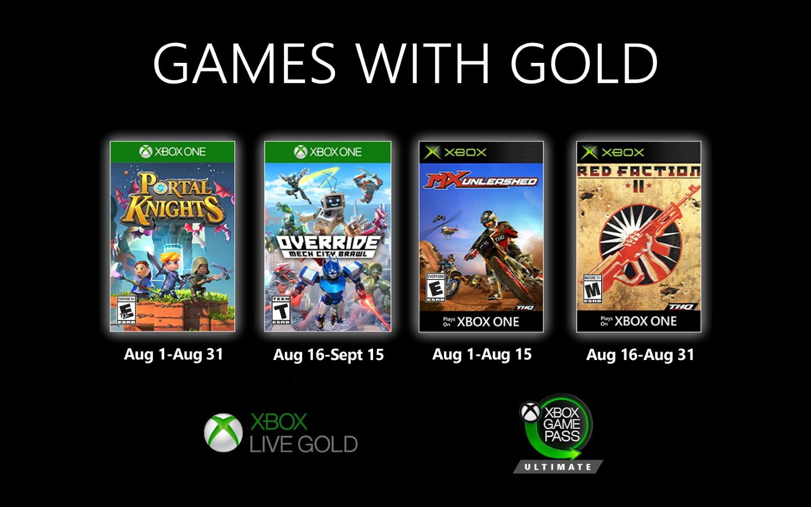 Xbox Games With Gold For August Are Available