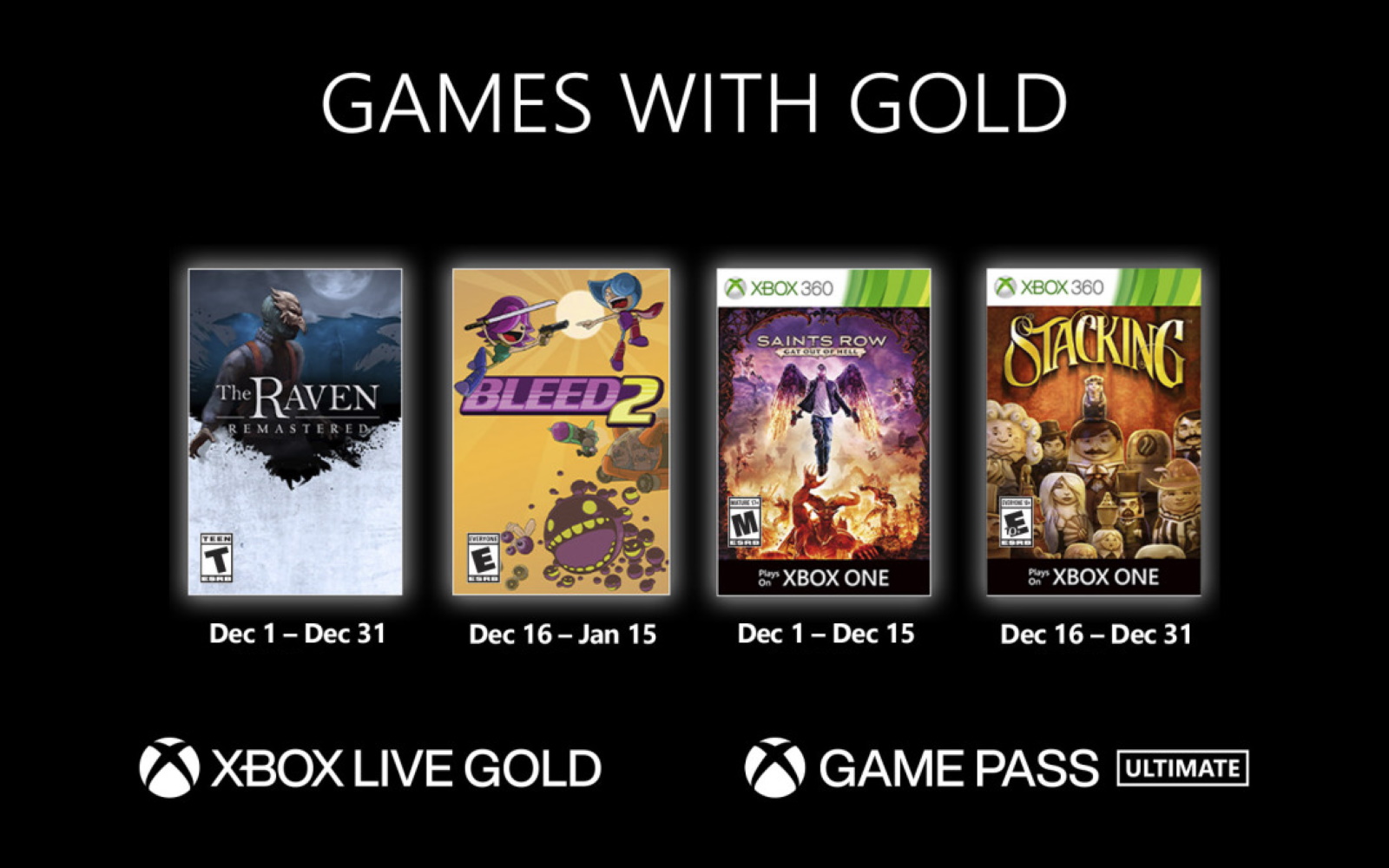 Xbox Game With Gold For December