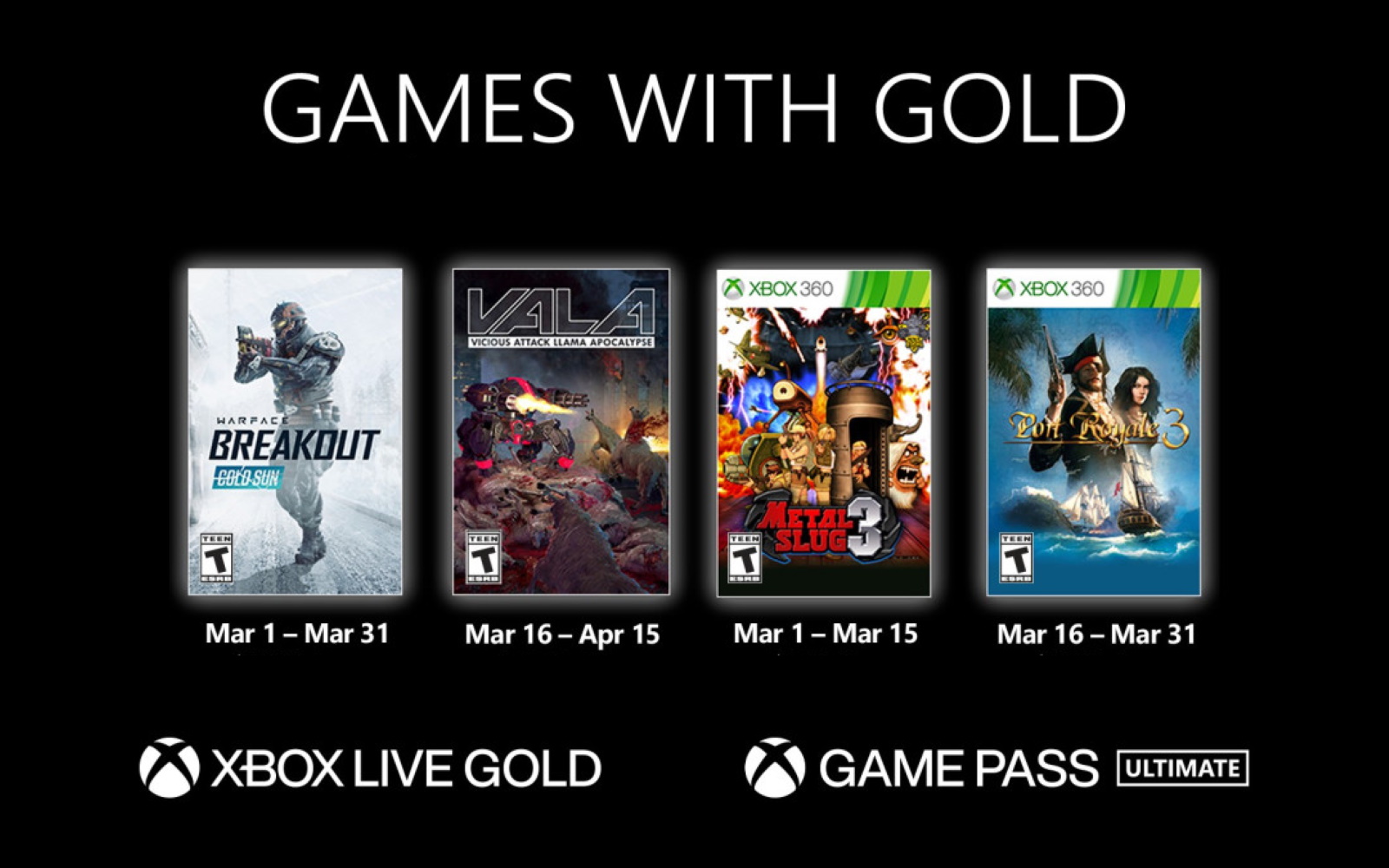 Games With Gold Titles Available In March